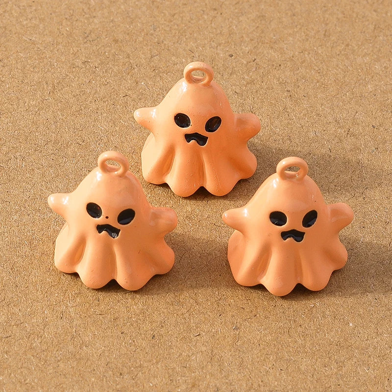 10 Pcs 20*17mm Cute Enamel Halloween Ghost Charm Pendants for DIY Necklace Earrings Bracelet Jewelry Accessories Supplies