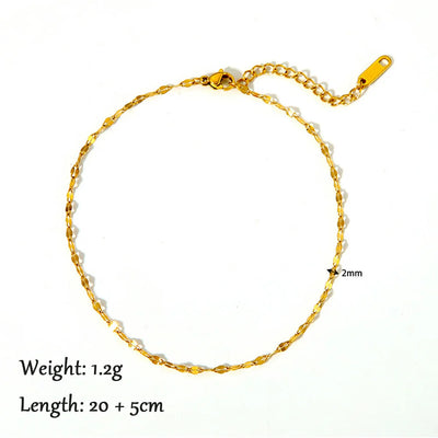 2024 Summer New Gold Color Anklets For Women Stainless Steel Firga Chain Feet Jewelry Layered Link Chain Accessory