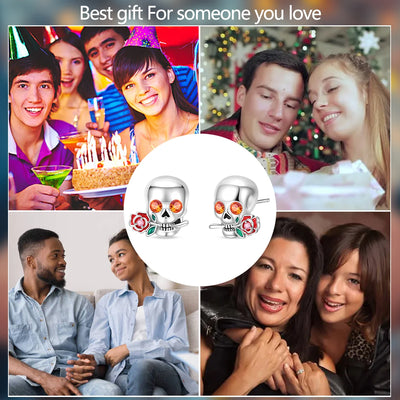 Amazing 925 Sterling Silver Black Spider & Shiny Bow Skull & Pumpkin Head Stud Earrings For Halloween Party Fine Jewelry Gift