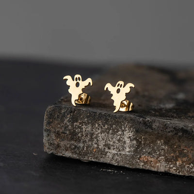 Cute Stainless Steel Bat Stud Earrings Femme Punk Pumpkin Ghost Elves Earing Fashion Jewelry Brincos Halloween Gifts Trendy