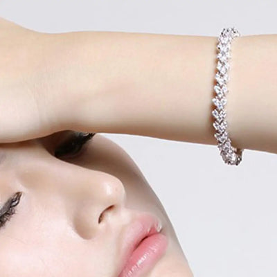 Elegant Bracelet for Women Chain Cubic Zircon Rhinestone Shiny Inlaid Bangle Bracelet Gifts