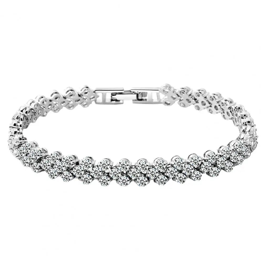 Elegant Bracelet for Women Chain Cubic Zircon Rhinestone Shiny Inlaid Bangle Bracelet Gifts