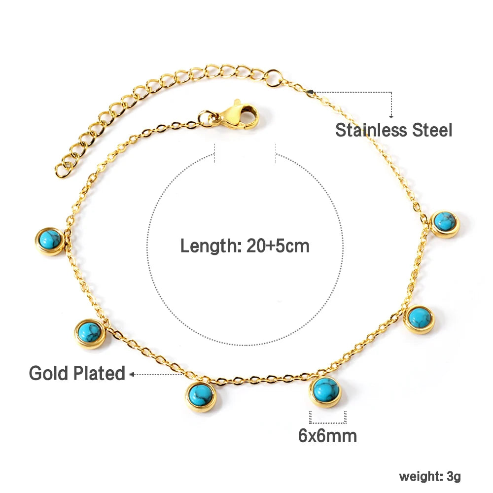 LUXUSTEEL Geometric Anklets for Women Rectangle Bracelet on Leg Stainless Steel Women's Chain Anklets Wedding Party Jewelry