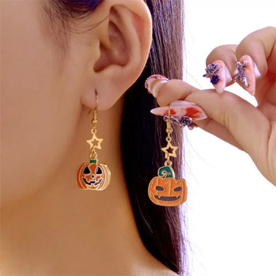 Cute Ghost Asymmetrical Halloween Cartoon Ghost Earrings for Women Long Tassel Earrings Festival Party Accessories Gift