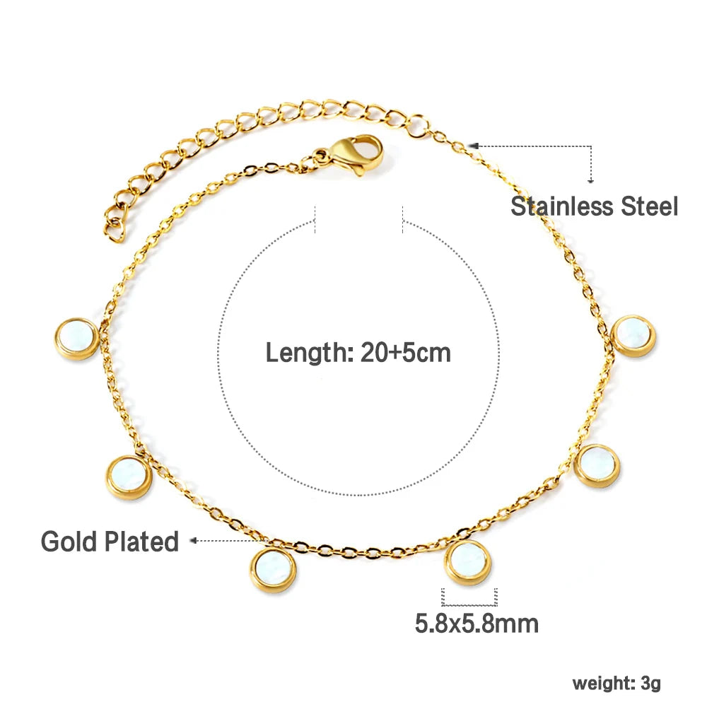 LUXUSTEEL Geometric Anklets for Women Rectangle Bracelet on Leg Stainless Steel Women's Chain Anklets Wedding Party Jewelry