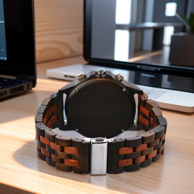 Wooden Wrist Watches For Men Fashion Quartz Wristwatches With Clock Date Week Timepieces Wood Wach Box for Him reloj hombre