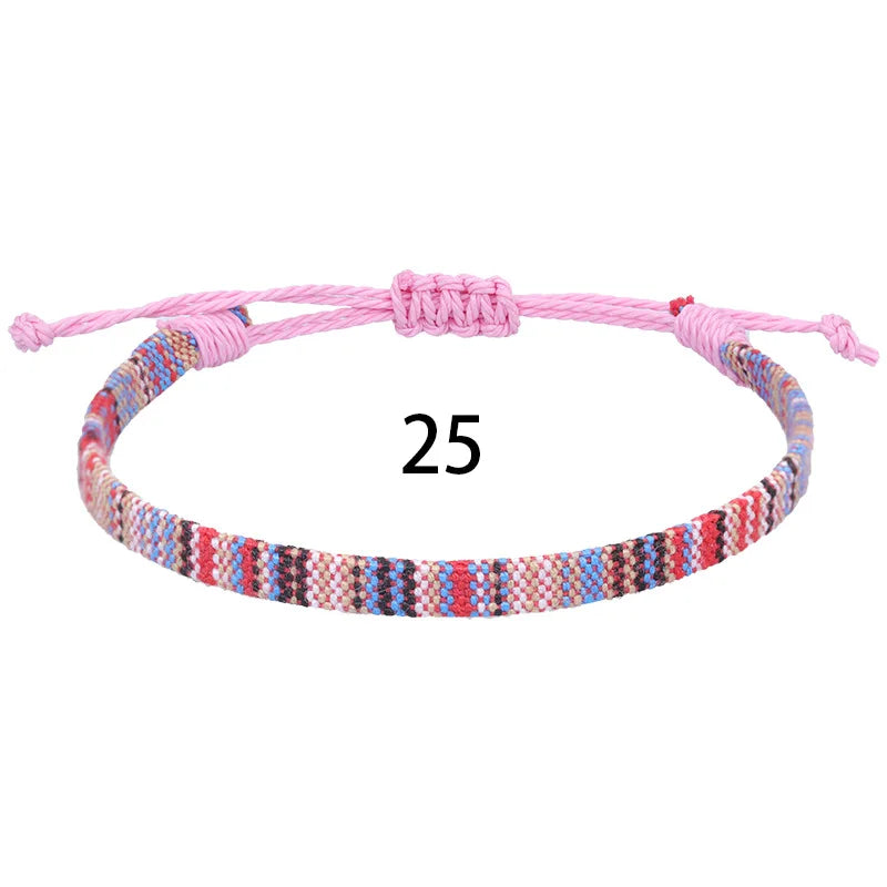 Anklets For Women Woven Fabric Foot Leg Bracelet Men Handmade Rope Braid Knot Beach Barefoot Weave Ethnic Boho Adjustable Charm