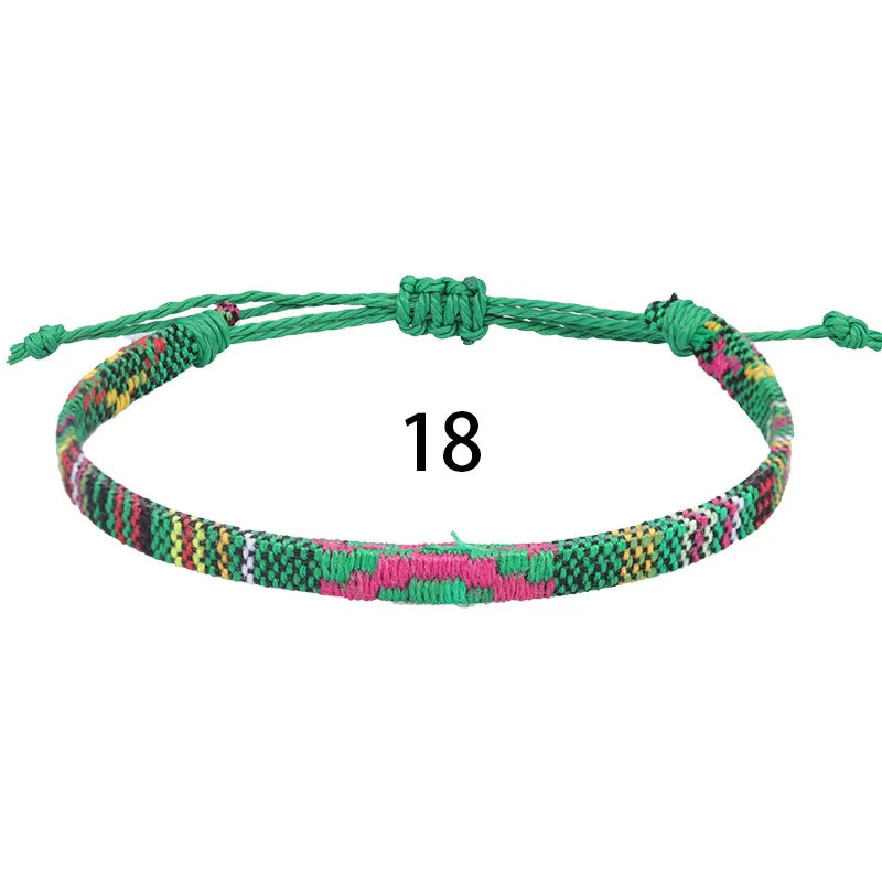 Anklets For Women Woven Fabric Foot Leg Bracelet Men Handmade Rope Braid Knot Beach Barefoot Weave Ethnic Boho Adjustable Charm