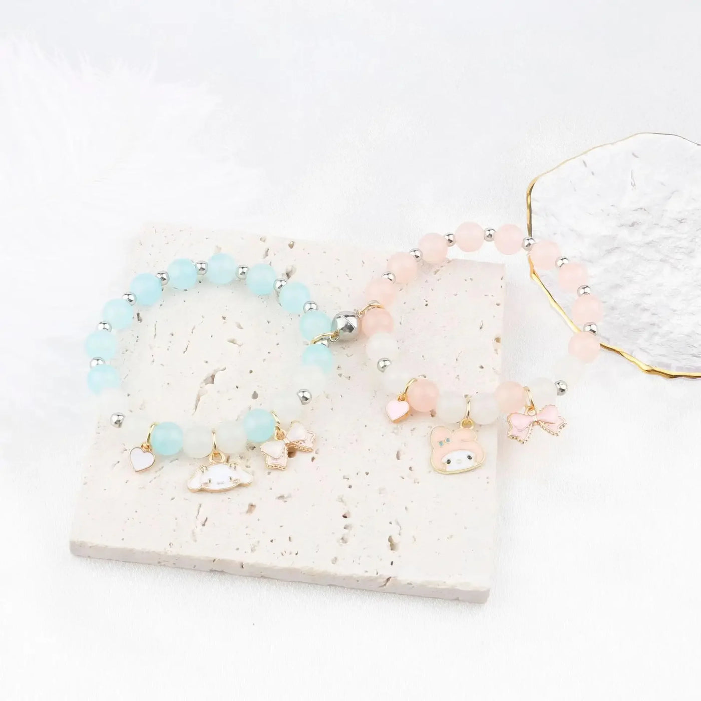 Couple Bracelets for Woman Men 2pcs Magnet Bead Elastic Couple's Bracelets Trendy Jewelry Gift Friendship Bracelet