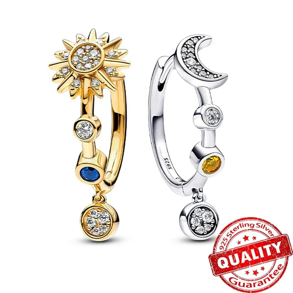 Sparkling 925 Sterling Silver Golden Hoop Earrings Pumpkin Skull Christmas Tree Ear Stud Halloween Earring For Women DIY Jewelry