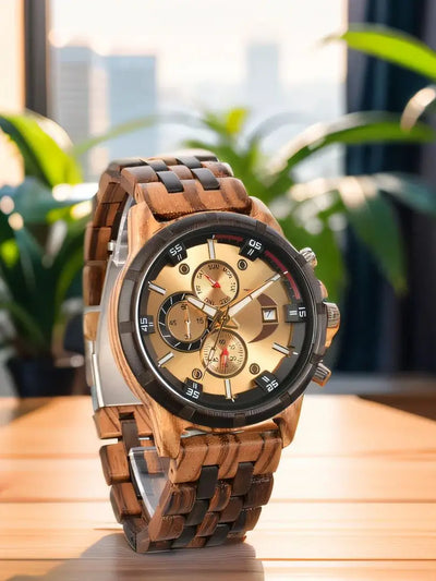 Wooden Wrist Watches For Men Fashion Quartz Wristwatches With Clock Date Week Timepieces Wood Wach Box for Him reloj hombre