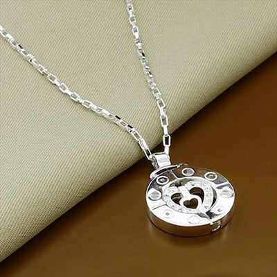 Couple Necklace 925 Silver Heart Circle Men & Women Love Gift Set Chain