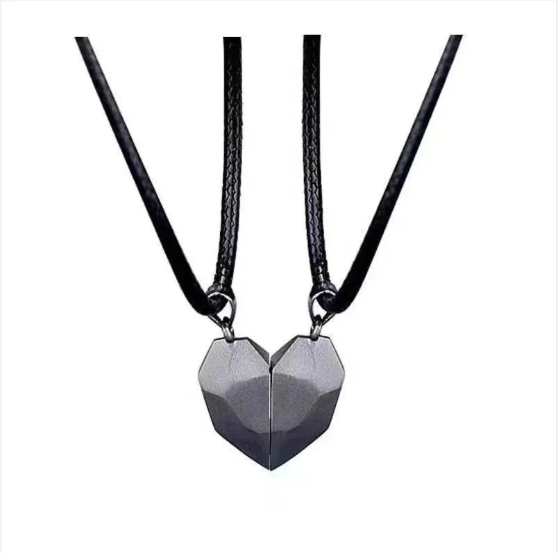 Magnetic Necklace for Women Men Love Versatile Couple Pendant Black-and-white Wishing Stone Couple Necklace Chain Jewelry