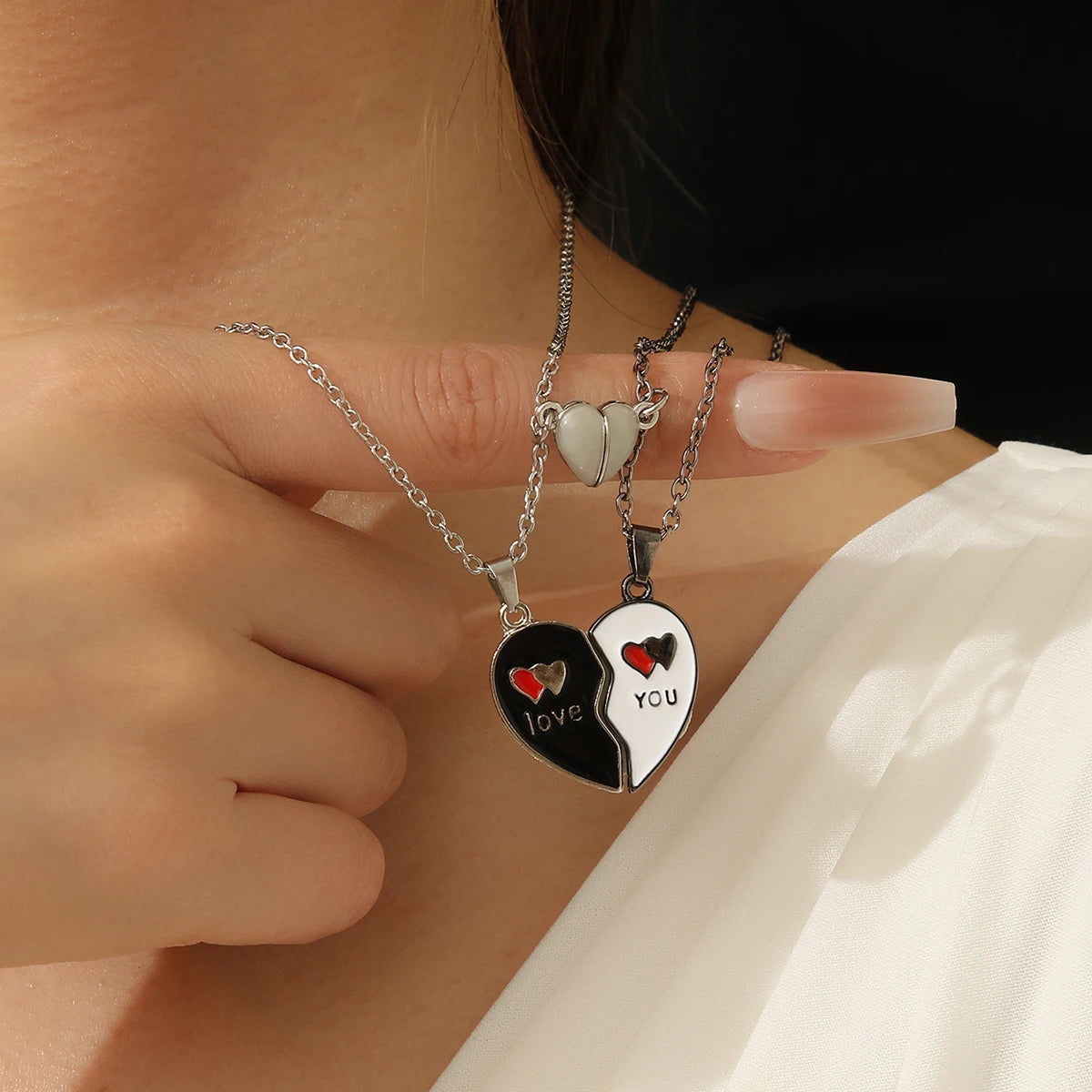 Love Heart Necklace for Couples, Couple Necklace