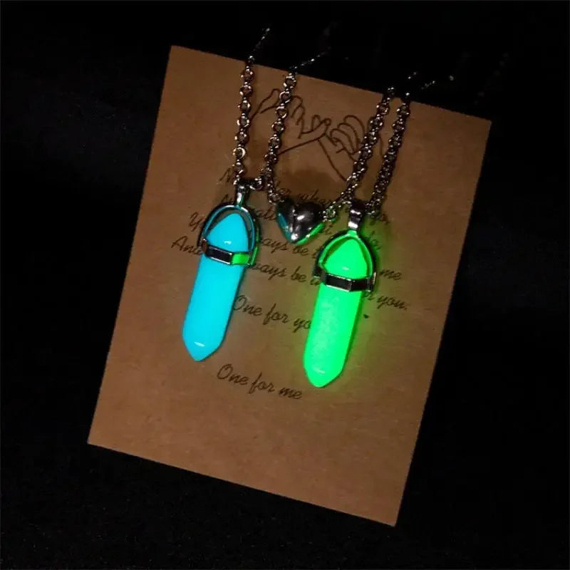 Couple Necklace Luminous Geometric Hexagonal Crystal Necklace Pendant Love Couple Friendship Friend Jewelry Gift