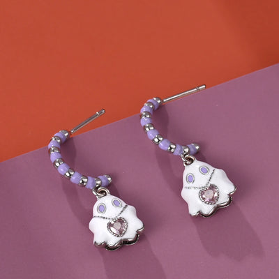 Amazing 925 Sterling Silver Black Spider & Shiny Bow Skull & Pumpkin Head Stud Earrings For Halloween Party Fine Jewelry Gift