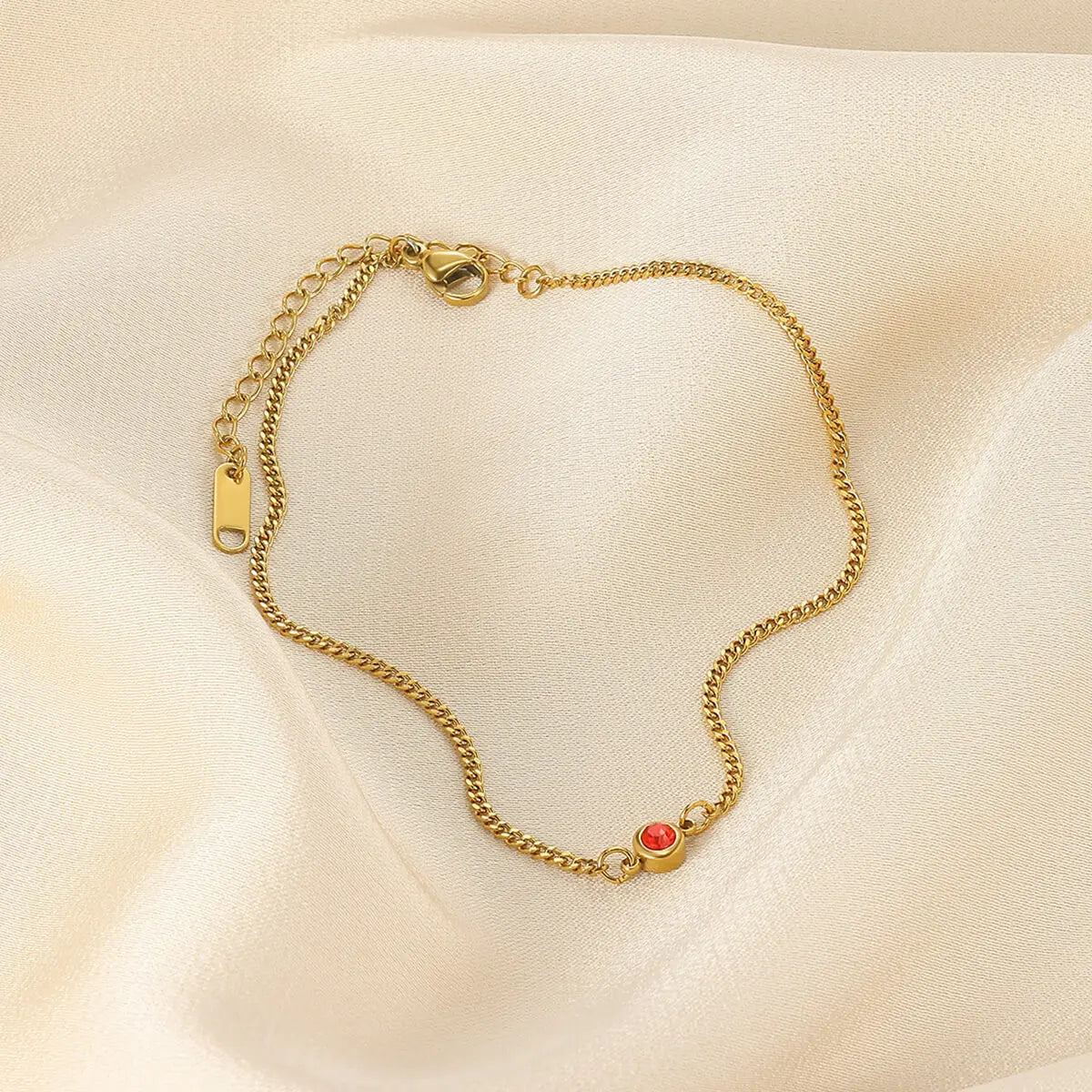 Water-Resistant Colorfast Summer Chain Anklets With Birthston For Women Fashion Gold Color Stainless Steel Feet Jewelry Beach