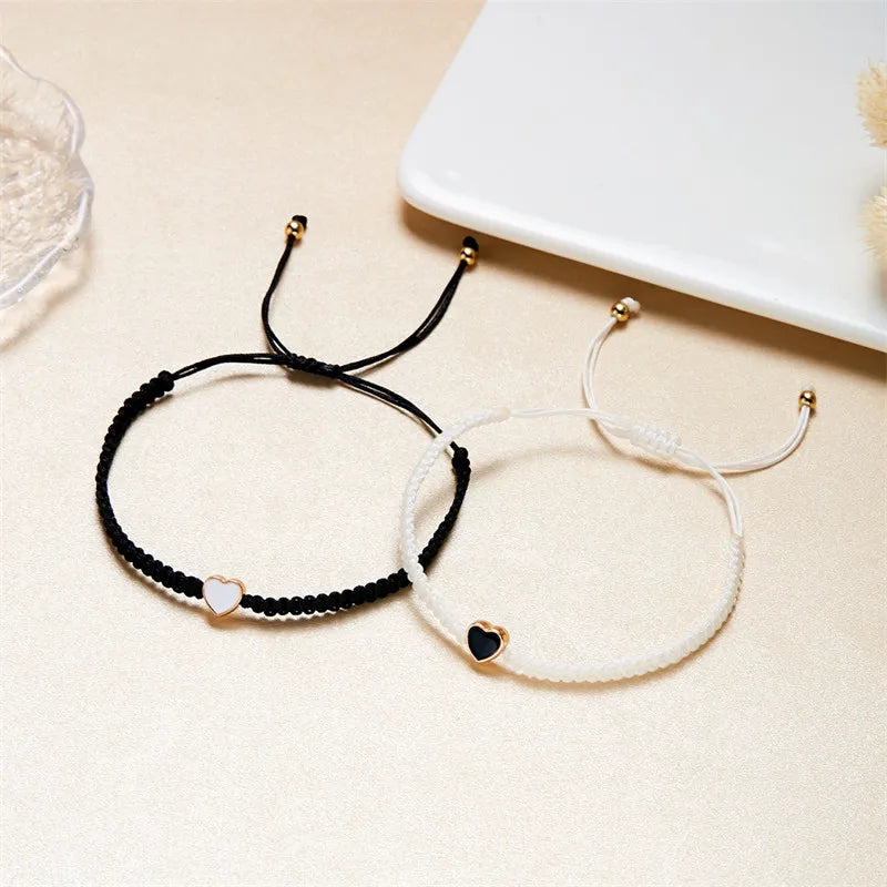 Set of 2 Colorful Heart Beaded Matching Bracelets for Couples Friendships Trendy Couple Bracelets Anniversary Valentines Gifts