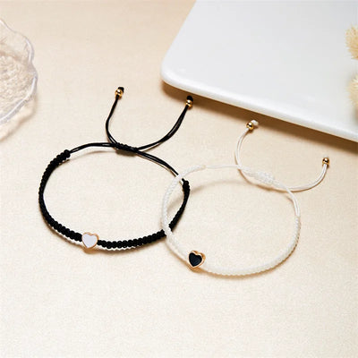 Set of 2 Colorful Heart Beaded Matching Bracelets for Couples Friendships Trendy Couple Bracelets Anniversary Valentines Gifts