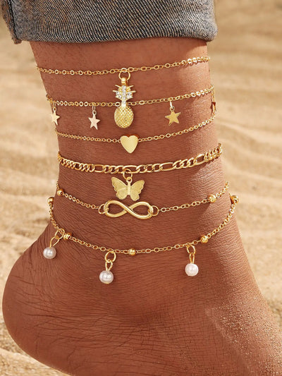 Anklets for Women, 18K Gold Palted Anklet Bracelets for Womens Girls, Dainty Foot Jewelry Women's Ankelts Beach Gifts for Her