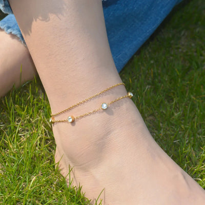 2024 Summer New Gold Color Anklets For Women Stainless Steel Firga Chain Feet Jewelry Layered Link Chain Accessory