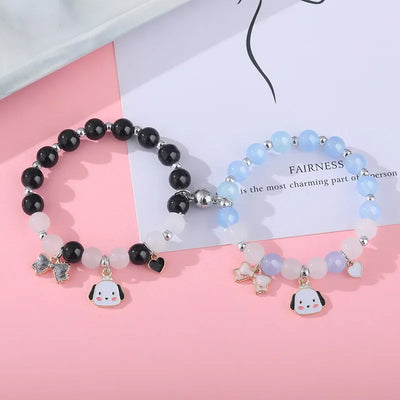 Couple Bracelets for Woman Men 2pcs Magnet Bead Elastic Couple's Bracelets Trendy Jewelry Gift Friendship Bracelet