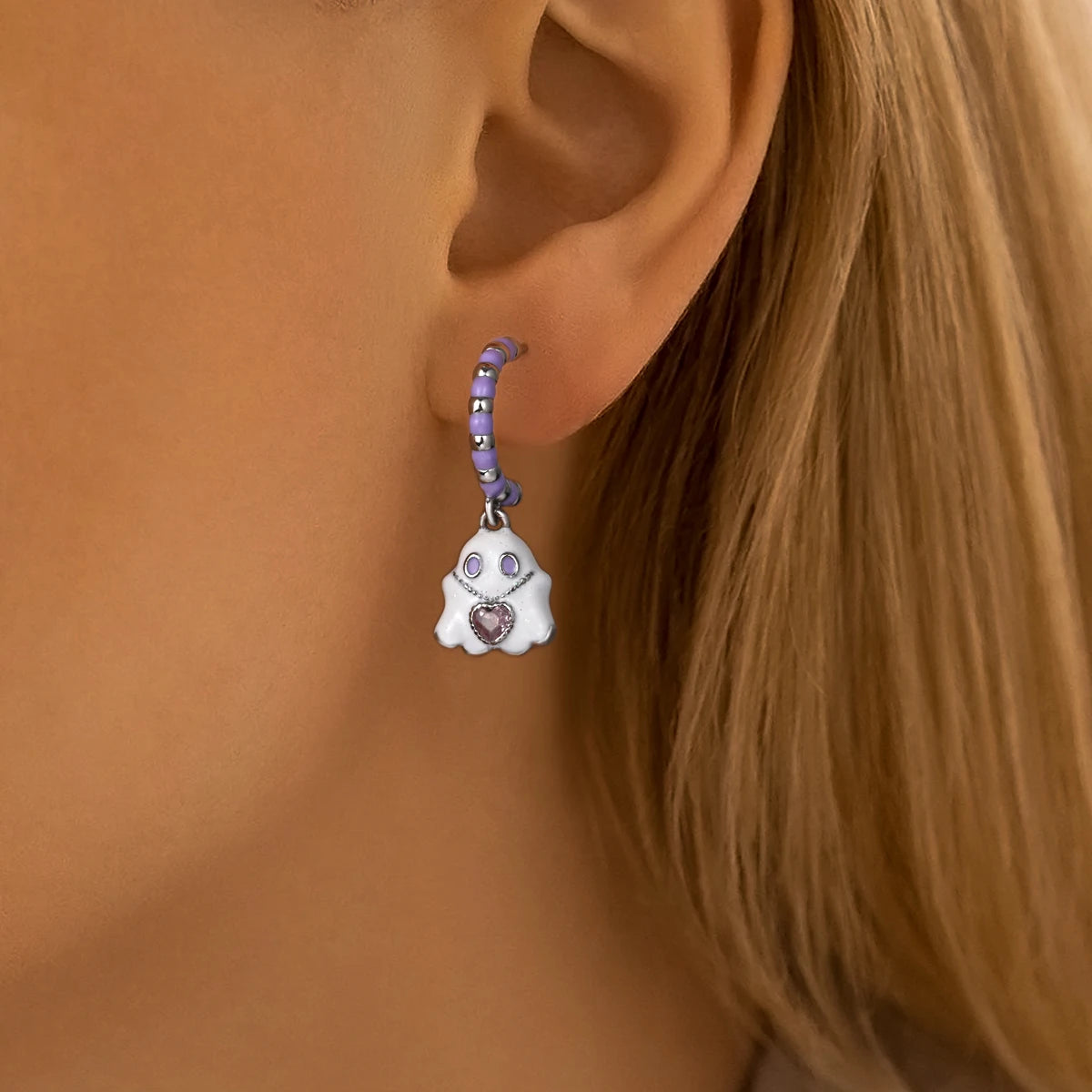 Amazing 925 Sterling Silver Black Spider & Shiny Bow Skull & Pumpkin Head Stud Earrings For Halloween Party Fine Jewelry Gift