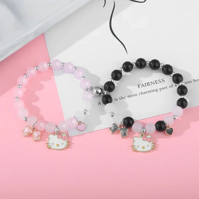 Couple Bracelets for Woman Men 2pcs Magnet Bead Elastic Couple's Bracelets Trendy Jewelry Gift Friendship Bracelet