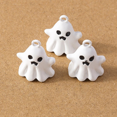 10 Pcs 20*17mm Cute Enamel Halloween Ghost Charm Pendants for DIY Necklace Earrings Bracelet Jewelry Accessories Supplies