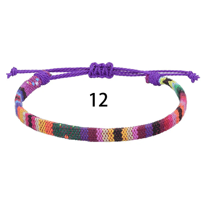 Anklets For Women Woven Fabric Foot Leg Bracelet Men Handmade Rope Braid Knot Beach Barefoot Weave Ethnic Boho Adjustable Charm