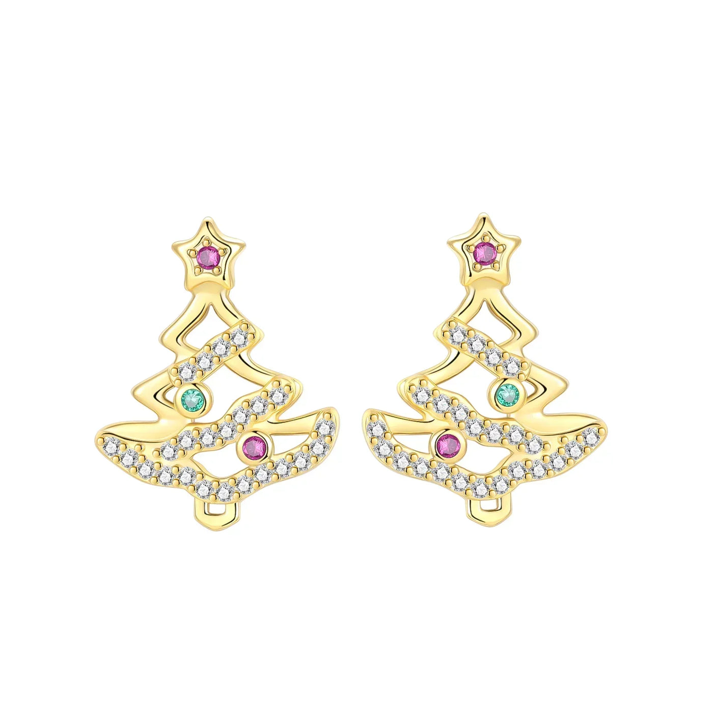 Sparkling 925 Sterling Silver Golden Hoop Earrings Pumpkin Skull Christmas Tree Ear Stud Halloween Earring For Women DIY Jewelry