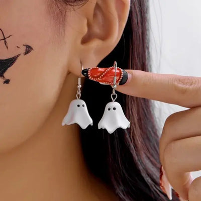 Classic Gothic Black Moon Star Tassel Crystal Earrings For Women Vintage Vampire Bat Water Drop Earring Halloween Charm Jewelry