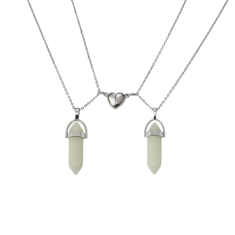 Couple Necklace Luminous Geometric Hexagonal Crystal Necklace Pendant Love Couple Friendship Friend Jewelry Gift