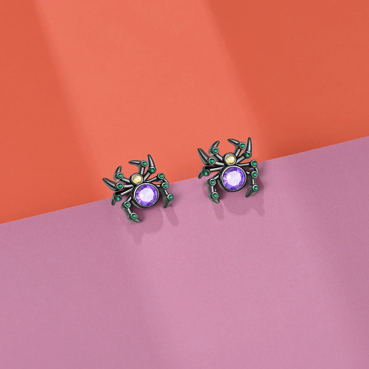 Amazing 925 Sterling Silver Black Spider & Shiny Bow Skull & Pumpkin Head Stud Earrings For Halloween Party Fine Jewelry Gift