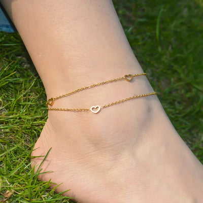 2024 Summer New Gold Color Anklets For Women Stainless Steel Firga Chain Feet Jewelry Layered Link Chain Accessory