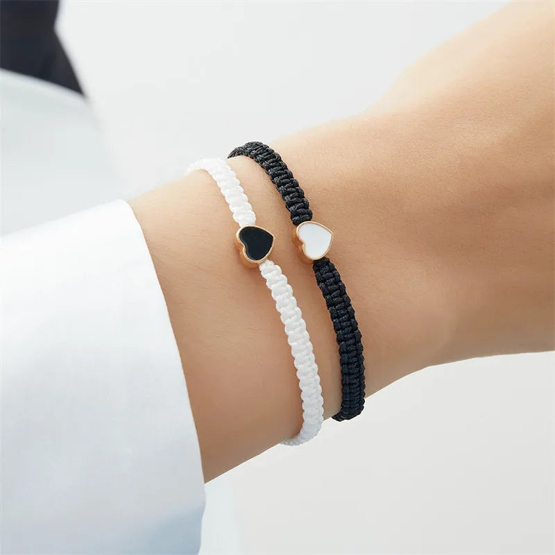 Set of 2 Colorful Heart Beaded Matching Bracelets for Couples Friendships Trendy Couple Bracelets Anniversary Valentines Gifts