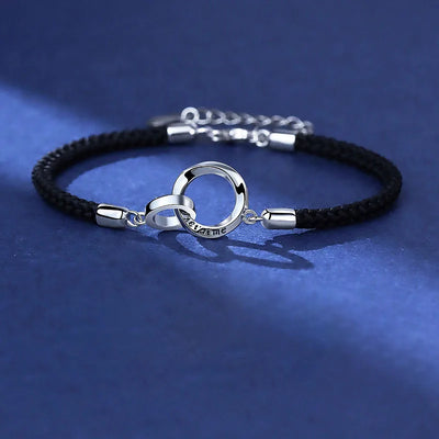 Exquisite couple bracelet with a pair of interlocking rings hand ropes for men women commemorate holidays birthday jewelry