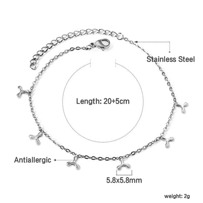LUXUSTEEL Geometric Anklets for Women Rectangle Bracelet on Leg Stainless Steel Women's Chain Anklets Wedding Party Jewelry