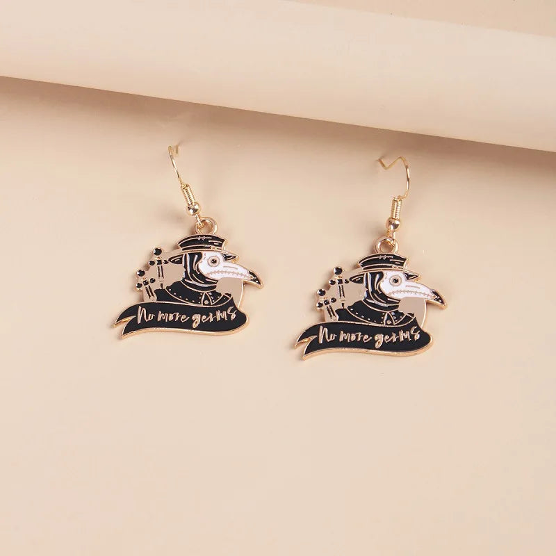 Punk Gothic Half-Face Skull Bat Cat Whale Rabbit Dangle Earrings for Women Girls Fashion Funny Halloween Jewelry Wholesale Gift