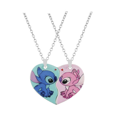 Anime Stitch Couples Necklace Kawaii Lilo & Stitch Best Friend Heart-shaped Necklace Cartoon Woman Girl Gifts