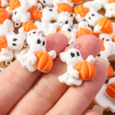 10 Pcs 20*17mm Cute Enamel Halloween Ghost Charm Pendants for DIY Necklace Earrings Bracelet Jewelry Accessories Supplies