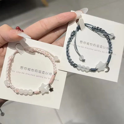 Cute Unique Couple Hand Rope Bracelet Star Woven Jewelry for Men Women Handmade Delicate Accessory Jewelry Gift