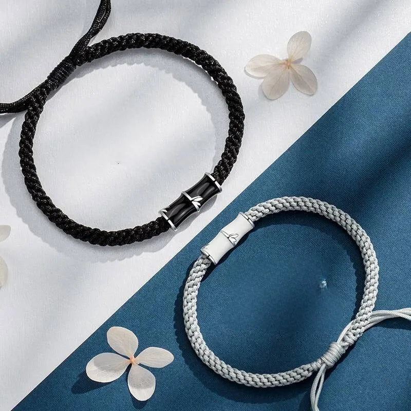 Bamboo Slub Couple Bracelet for Lover Women Men Hand Crafted Adjustable Rope Friend Relationship Matching Bracelets Jewelry Gift