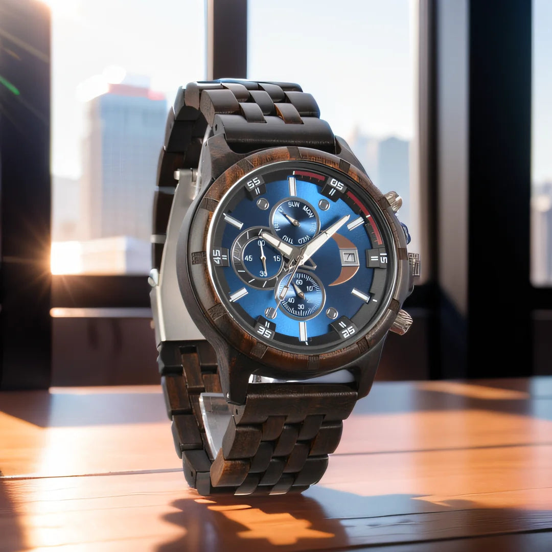 Wooden Wrist Watches For Men Fashion Quartz Wristwatches With Clock Date Week Timepieces Wood Wach Box for Him reloj hombre