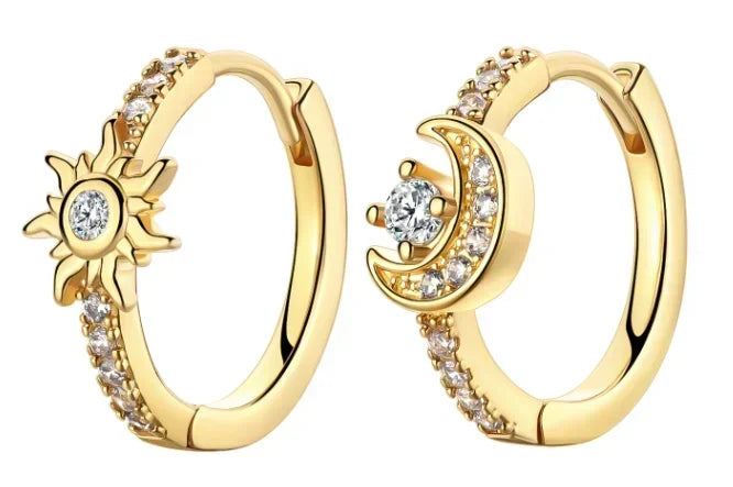 Sparkling 925 Sterling Silver Golden Hoop Earrings Pumpkin Skull Christmas Tree Ear Stud Halloween Earring For Women DIY Jewelry