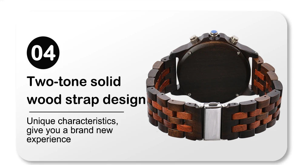 Wooden Wrist Watches For Men Fashion Quartz Wristwatches With Clock Date Week Timepieces Wood Wach Box for Him reloj hombre