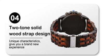 Wooden Wrist Watches For Men Fashion Quartz Wristwatches With Clock Date Week Timepieces Wood Wach Box for Him reloj hombre
