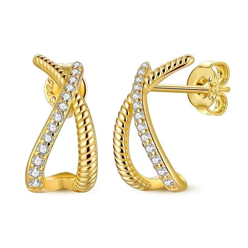 Sparkling 925 Sterling Silver Golden Hoop Earrings Pumpkin Skull Christmas Tree Ear Stud Halloween Earring For Women DIY Jewelry