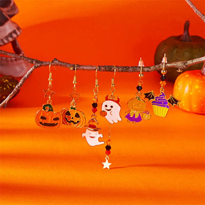 Cute Ghost Asymmetrical Halloween Cartoon Ghost Earrings for Women Long Tassel Earrings Festival Party Accessories Gift