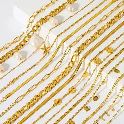 2024 Summer New Gold Color Anklets For Women Stainless Steel Firga Chain Feet Jewelry Layered Link Chain Accessory